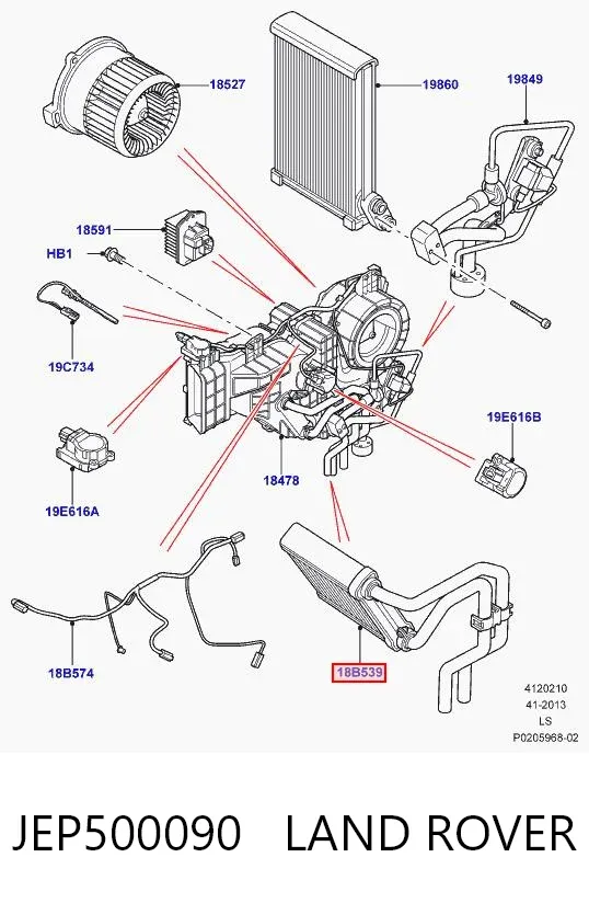 Радиатор печки (отопителя) задний JEP500090 Land Rover