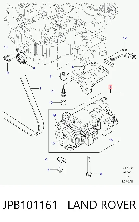 Компрессор кондиционера JPB101161 Land Rover