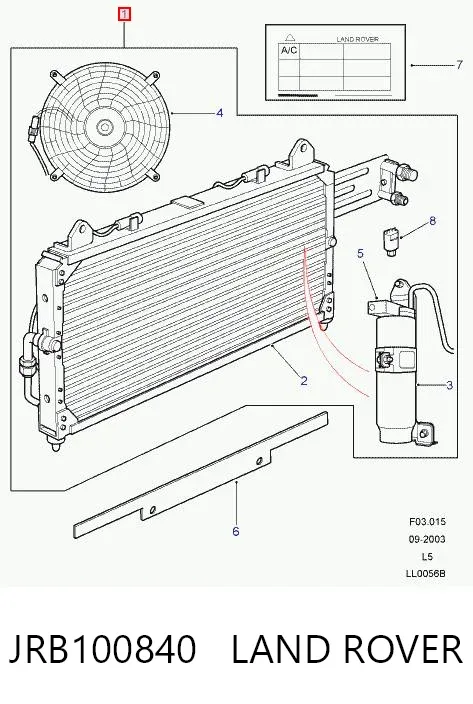 Радиатор кондиционера JRB100840 Land Rover