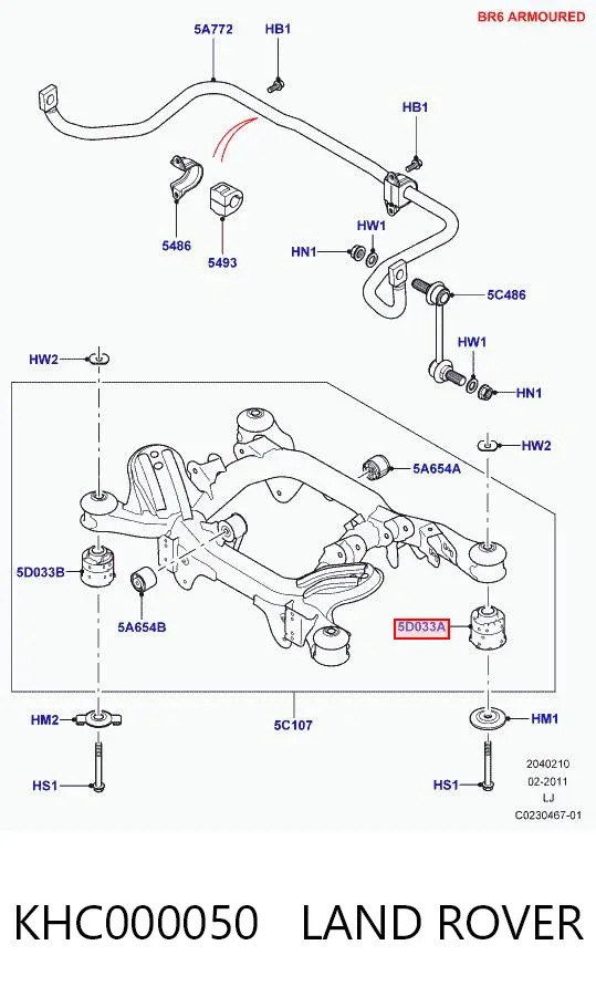 Сайлентблок задней балки KHC000050 Land Rover