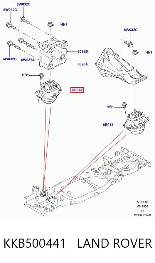 Левая/правая опора двигателя KKB500441 Land Rover