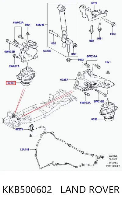 Подушка (опора) двигателя левая/правая LAND ROVER KKB500602