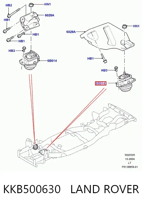 Левая/правая опора двигателя KKB500630 Land Rover
