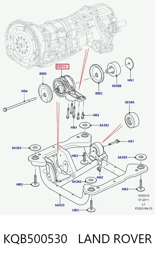 Подушка трансмиссии (опора раздаточной коробки) KQB500530 Land Rover