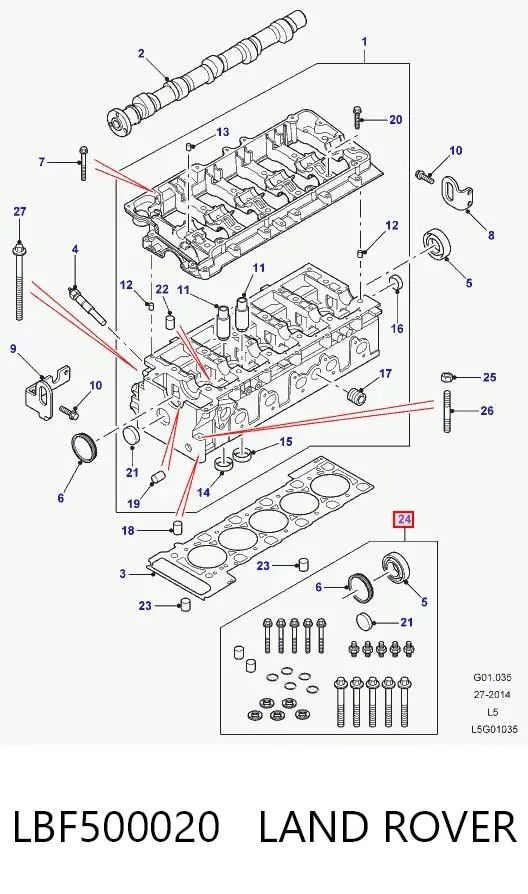 Болт ГБЦ LBF500020 Land Rover