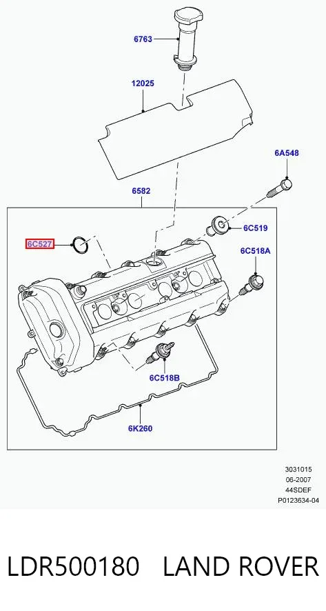 Прокладка клапанной крышки двигателя, кольцо LDR500180 Land Rover