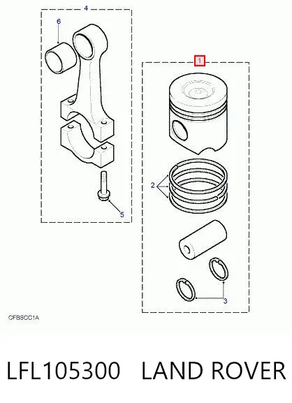Поршень на 1 цилиндр LFL105300 Land Rover