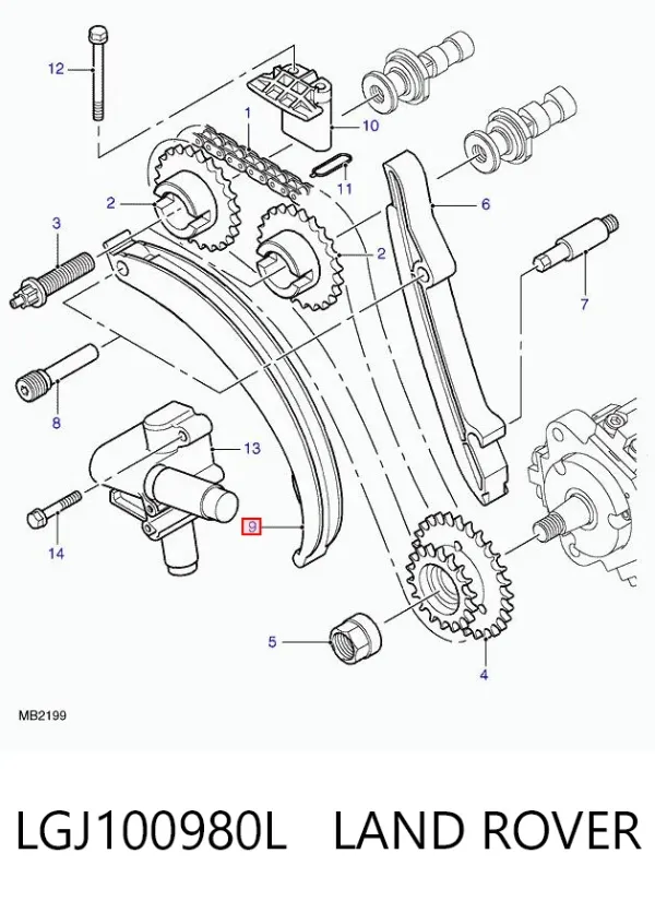 Успокоитель цепи ГРМ, правый LGJ100980L Land Rover