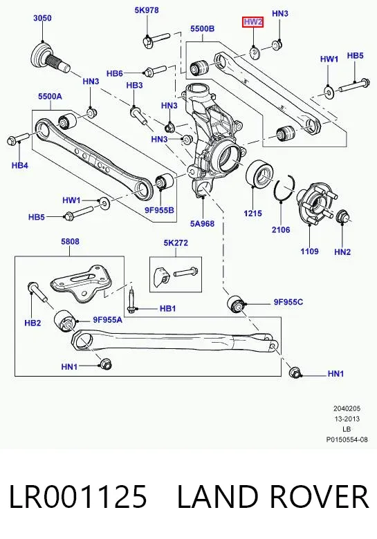 Шайба болта крепления заднего нижнего рычага, наружная LR001125 Land Rover