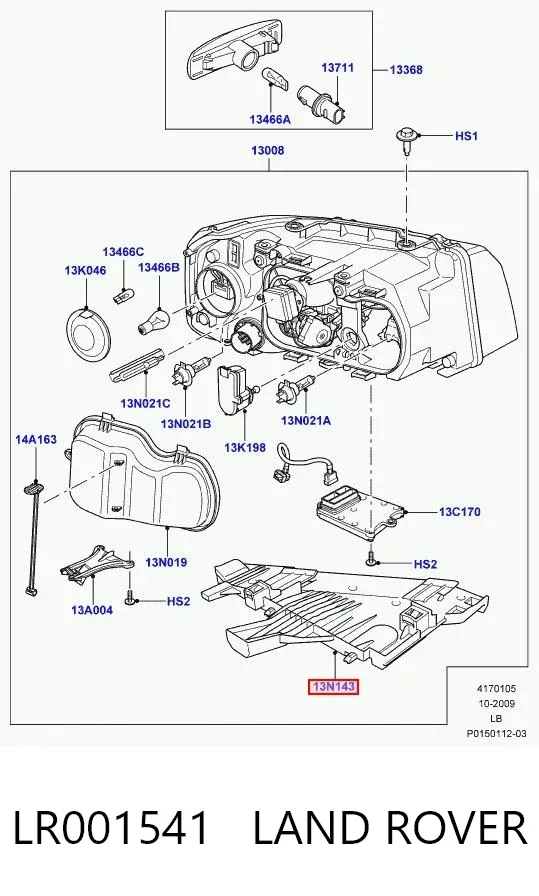 Кронштейн (адаптер) крепления фары передней правой LR001541 Land Rover