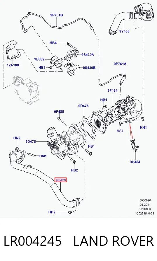 Патрубок системы рециркуляции отработавших газов EGR LR004245 Land Rover