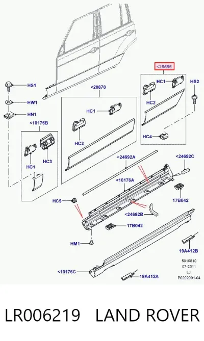 Молдинг двери задней правой нижний LAND ROVER LR006219