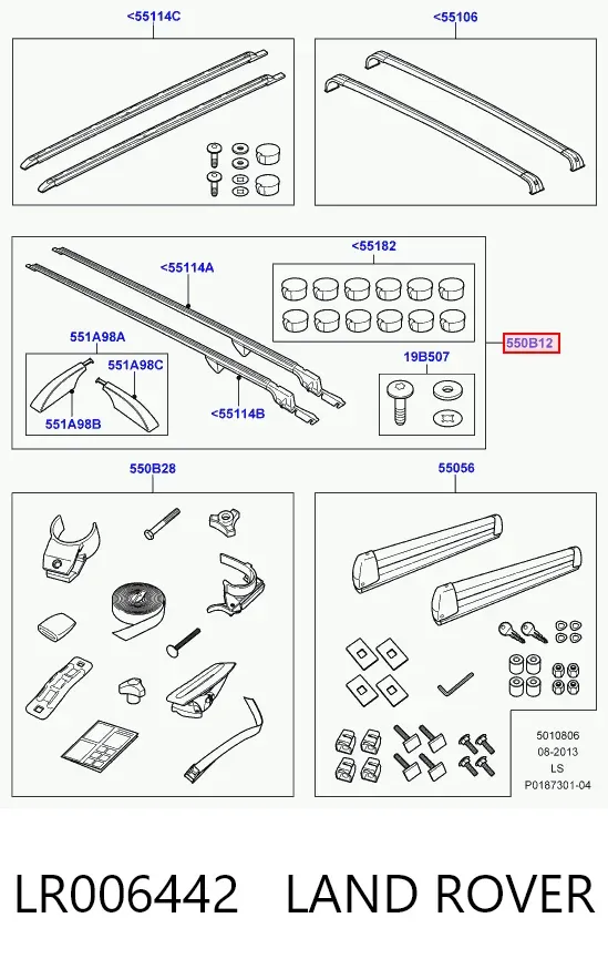 Рейлинг крыши, комплект LR006442 Land Rover
