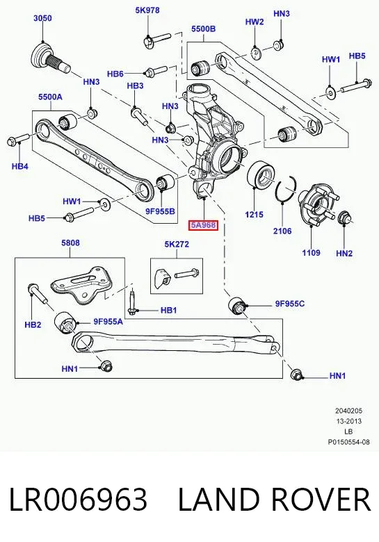 Цапфа задняя левая LR006963 Land Rover