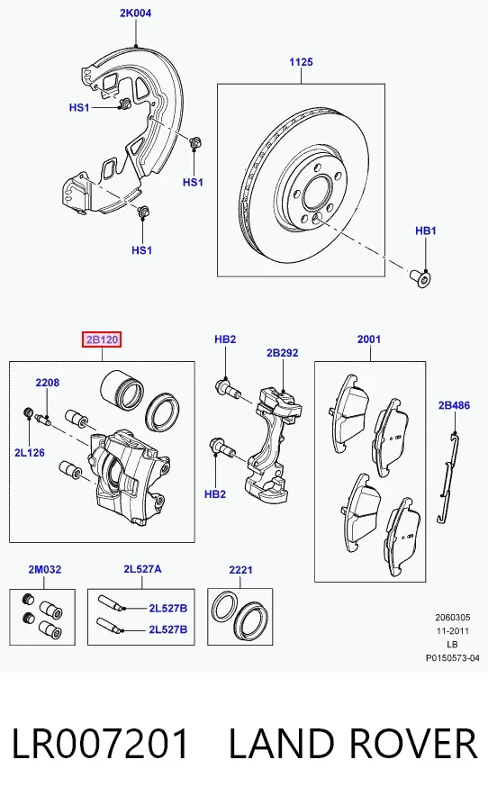 Суппорт тормозной передний левый LR007201 Land Rover