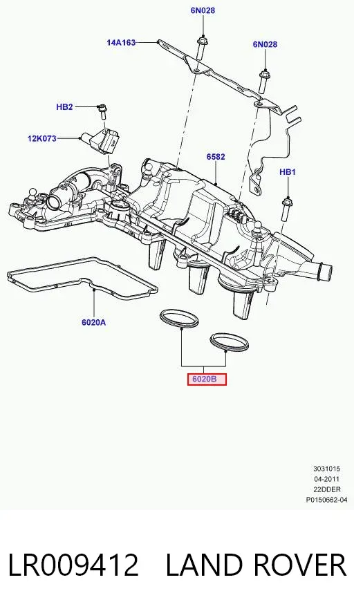 Прокладка клапанной крышки двигателя, кольцо LR009412 Land Rover