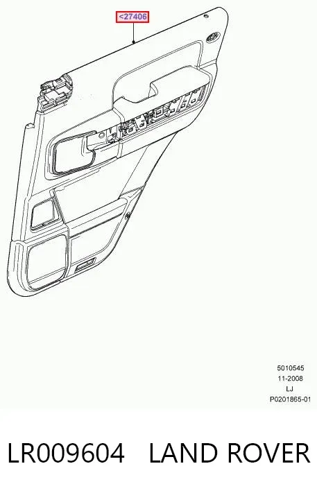 Обшивка (облицовка) внутренняя двери задней правой LR009604 Land Rover