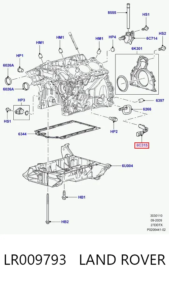 Датчик коленвала LR009793 Land Rover
