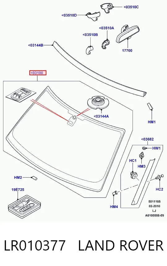 Лобовое стекло LR010377 Land Rover