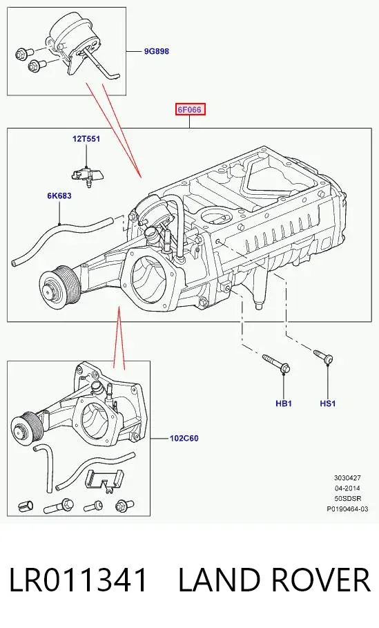 Компрессор наддува воздуха двигателя LR011341 Land Rover