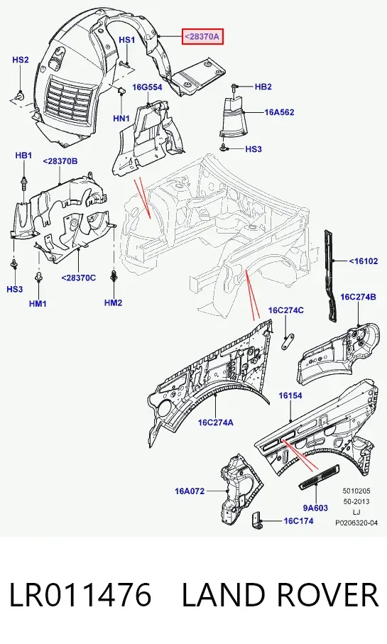 Подкрылок передний левый LR011476 Land Rover