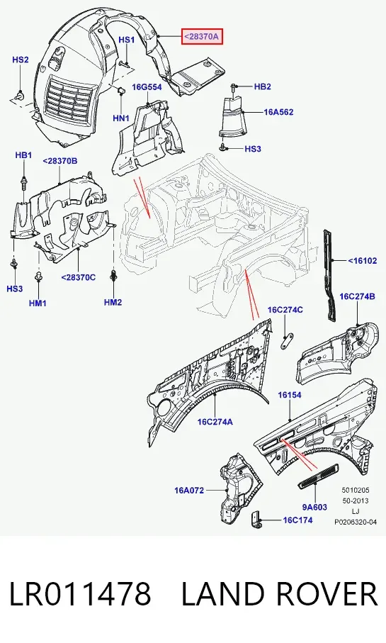 Подкрылок передний правый LR011478 Land Rover