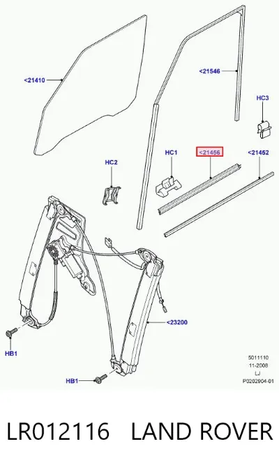 Молдинг опускного стекла двери передней левой LAND ROVER LR012116