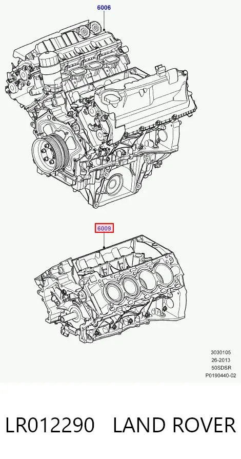 Блок цилиндров двигателя LR012290 Land Rover