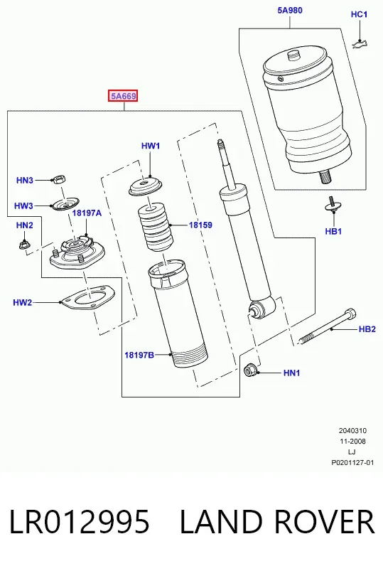 Амортизатор задний правый LR012995 Land Rover