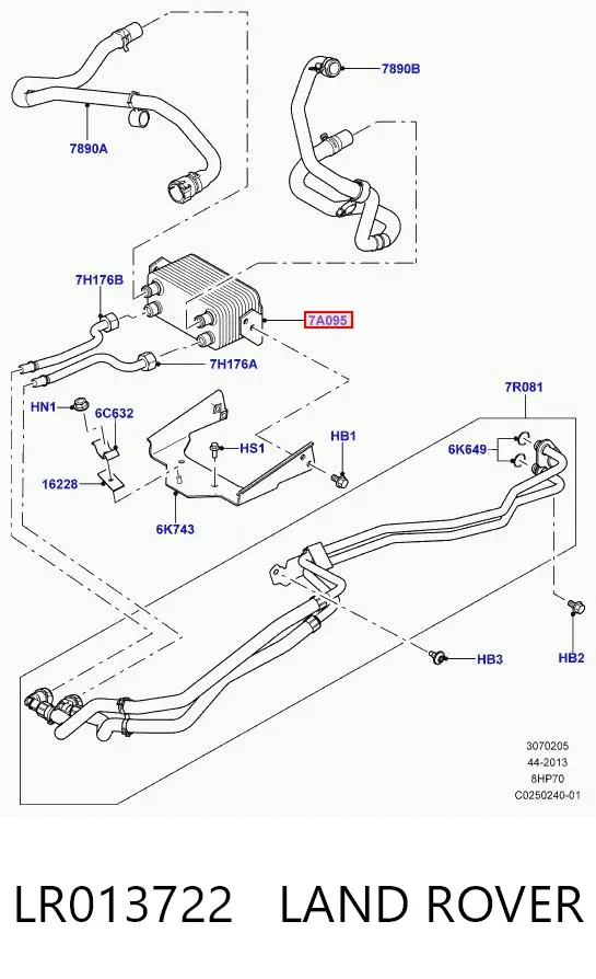Радиатор масляный (холодильник), под фильтром LR013722 Land Rover