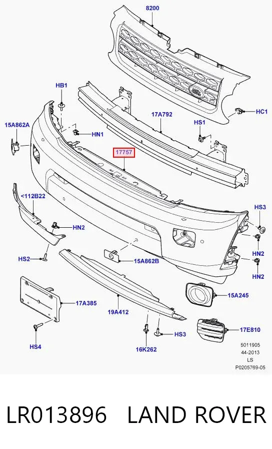 Передний бампер LR013896 Land Rover