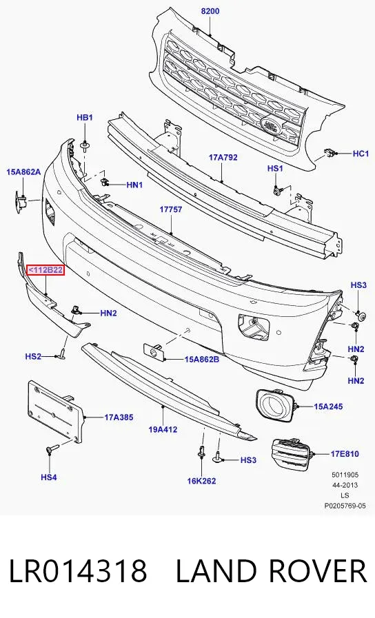 Спойлер переднего бампера правый LR014318 Land Rover