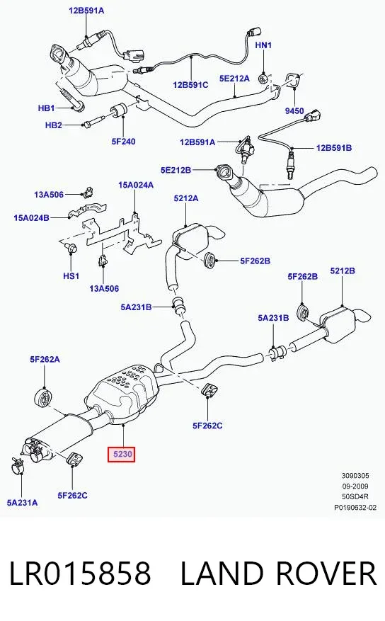 Приёмная труба LR015858 Land Rover