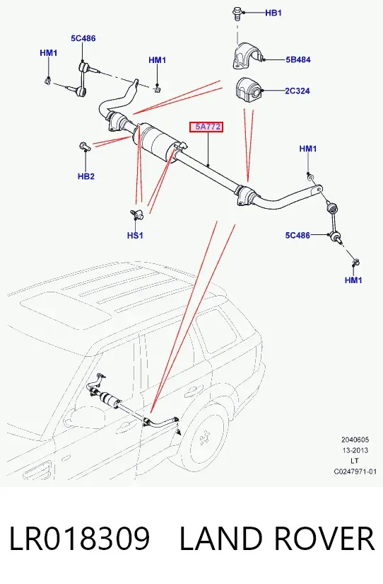 Стабилизатор задний LR018309 Land Rover