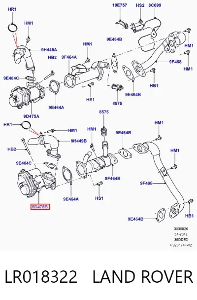 Клапан EGR рециркуляции газов LAND ROVER LR018322