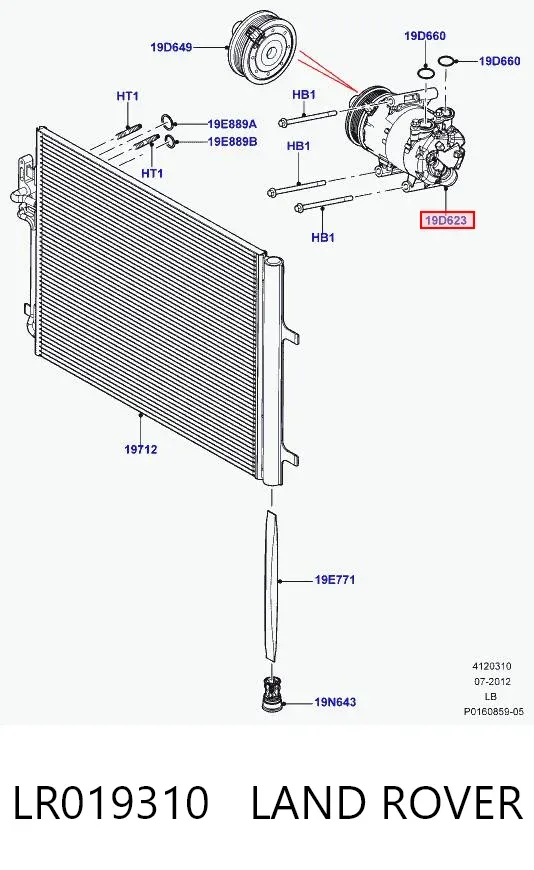 Компрессор кондиционера LR019310 Land Rover