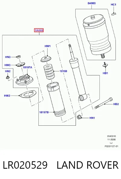 Амортизатор задний правый LAND ROVER LR020529