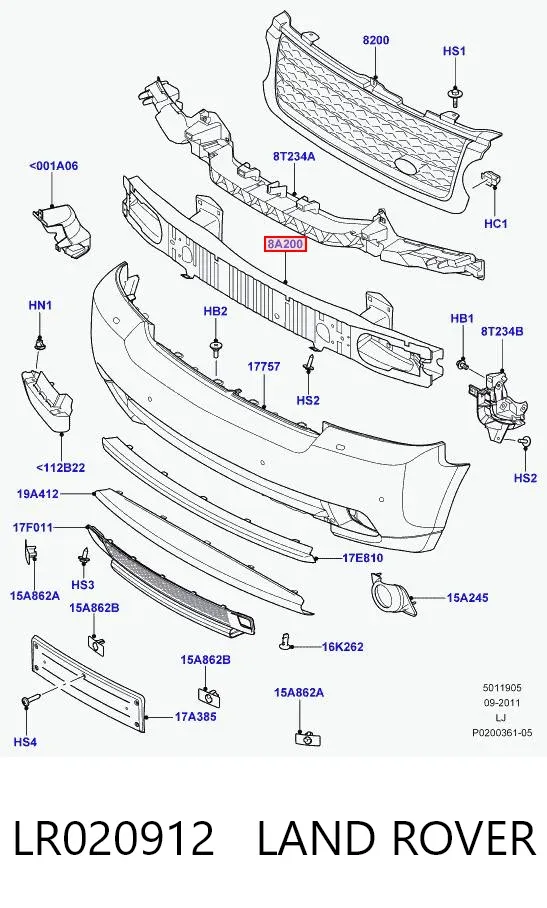 Усилитель переднего бампера LR020912 Land Rover