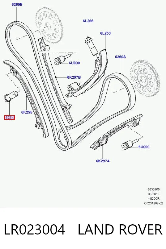 Натяжитель цепи ГРМ правый LR023004 Land Rover