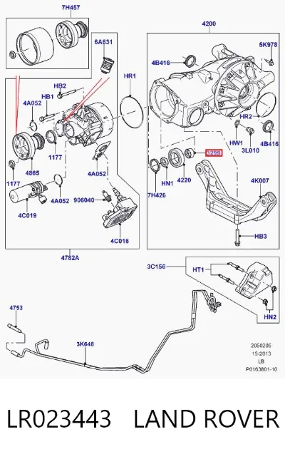 Втулка распорная хвостовика заднего моста LAND ROVER LR023443