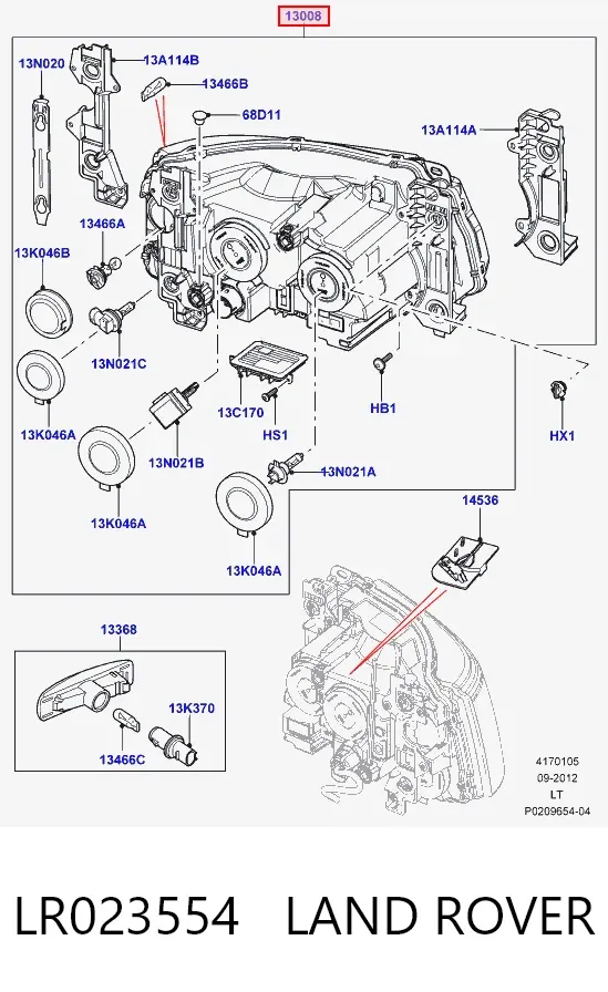 Левая фара LR023554 Land Rover
