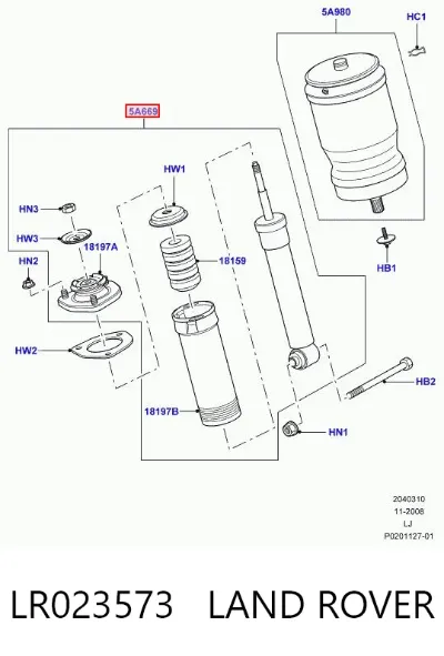 Амортизатор задний правый LAND ROVER LR023573