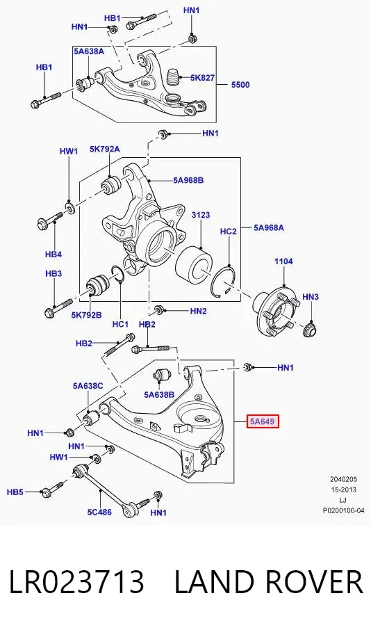 Рычаг задней подвески нижний правый LR023713 Land Rover