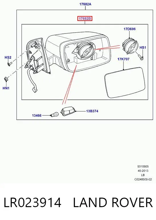 Левое боковое зеркало LR023914 Land Rover