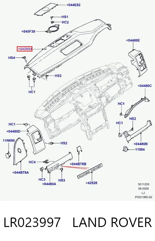 Панель салона передняя "торпедо", верхняя часть LR023997 Land Rover