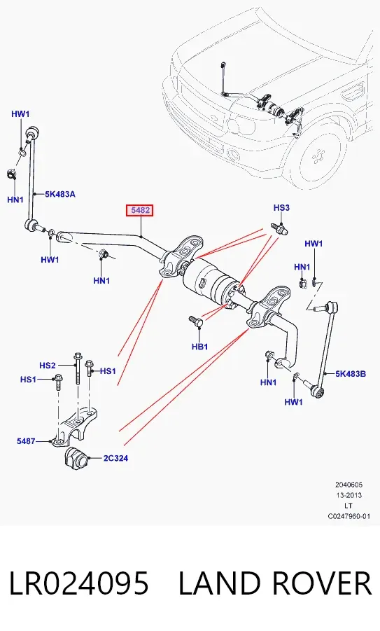 Передний стабилизатор LR024095 Land Rover