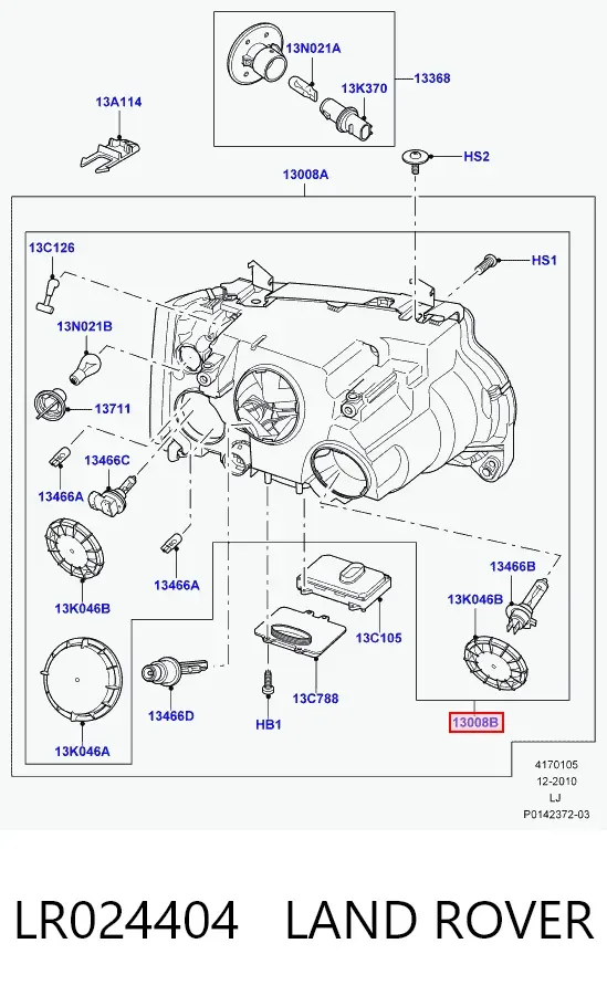 Правая фара LR024404 Land Rover