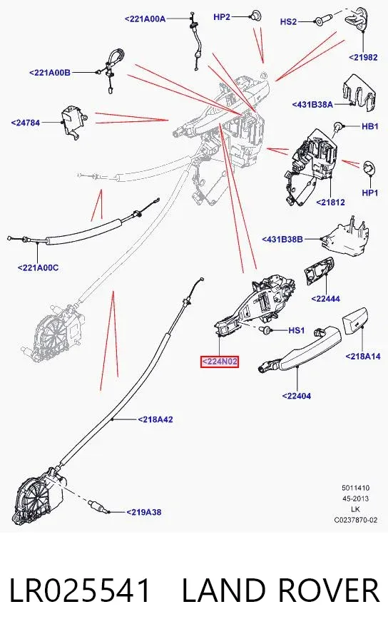 Держатель наружной ручки двери передней левой LR025541 Land Rover