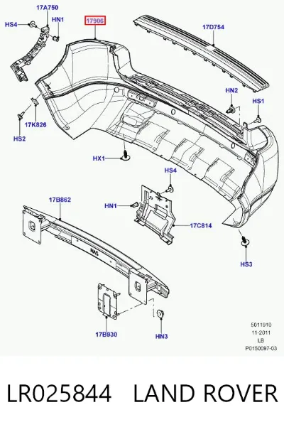 Бампер задний LAND ROVER LR025844