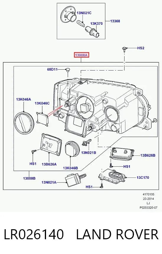Правая фара LR026140 Land Rover